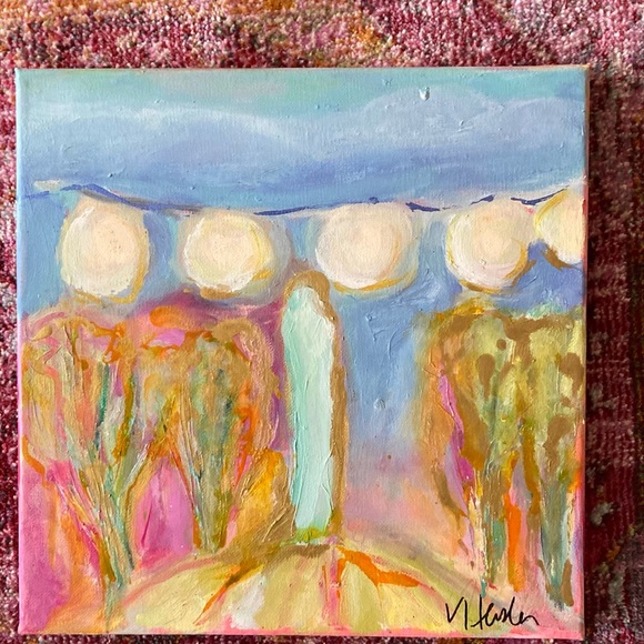 Enchanted Walk” An Original art Acrylic Painting 12”x12” Canvas - Picture 8 of 14